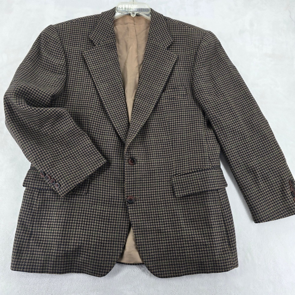 Chaps Ralph Lauren Mens Blazer 42S Brown Houndstooth Wool Canada